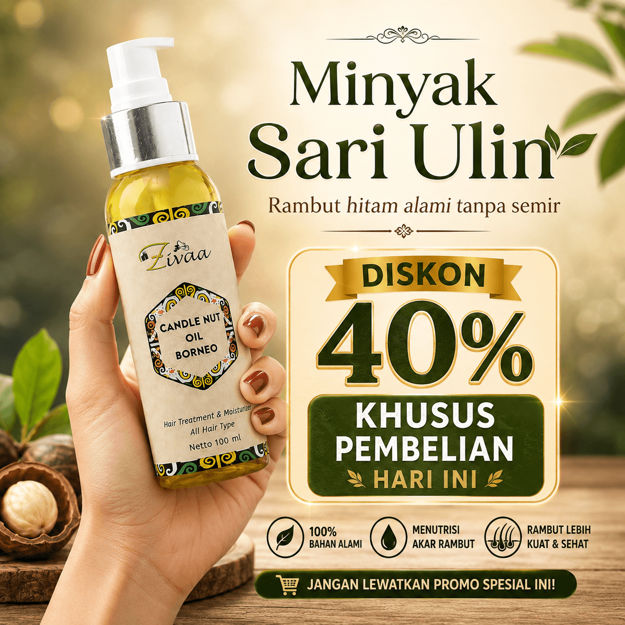 Botol Minyak Sari Ulin dalam genggaman